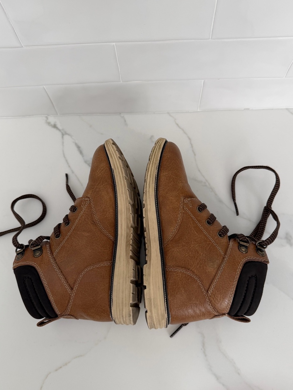 Crown Vintage James Kids Brown Lace-Up Ankle Boots Size 13 - Picture 5 of 9